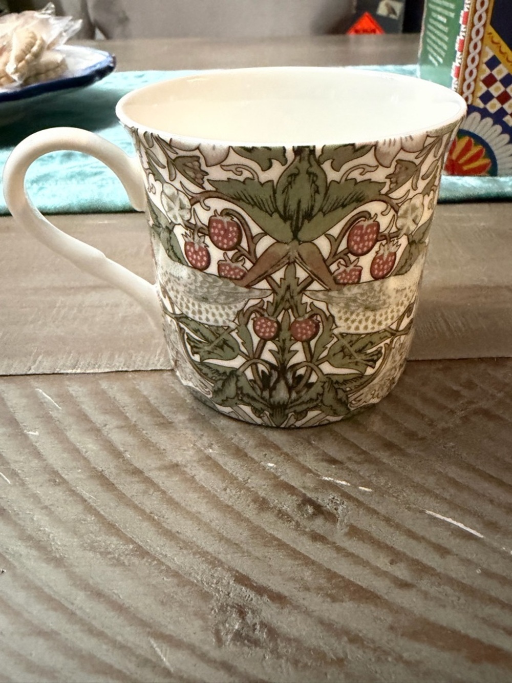 Green and Red Botanical Porcelain Mug